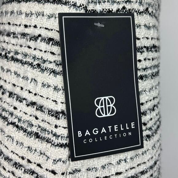 Bagatelle NWT White Black Tweed Striped Asymmetric Pencil Straight Wrap Skirt L - Picture 5 of 7